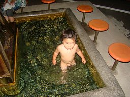 「 ひょうたん温泉 」 足湯に落ちたチビ次郎